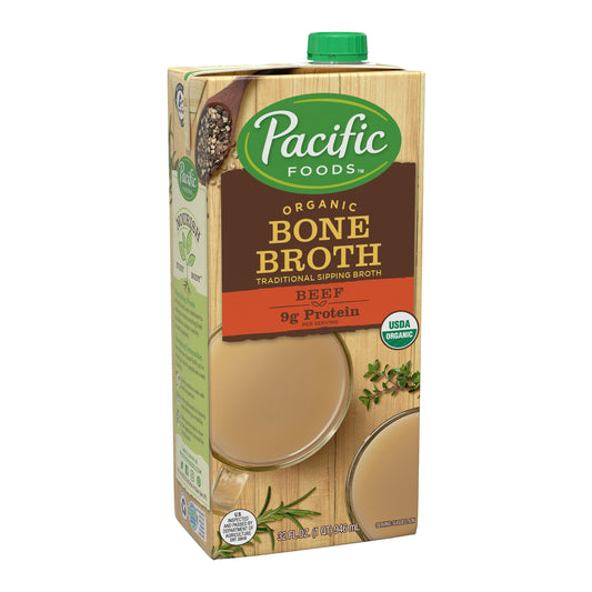 Pacific Foods Bone Broth Beef Organic 32 oz (Pack of 12)