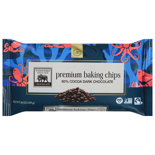 Endangered Species Baking Chips Dark Chocolate 60% 10 Oz (Pack Of 6)