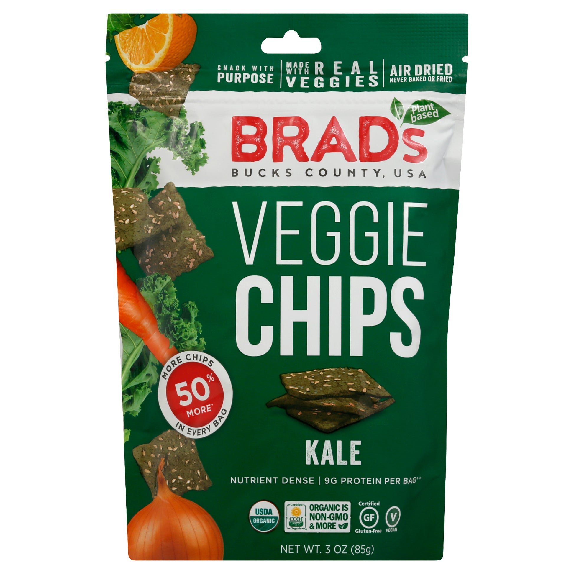 Brads Plant Based Chip Kale 3 oz (Pack Of 12)