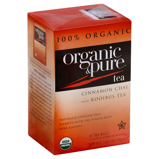 Organic & Pure Tea Herbal Chai Cinnamon Root 18 Bag (Pack Of 6)