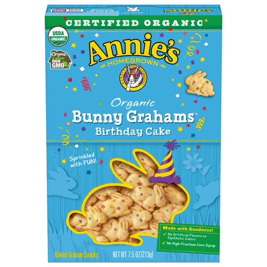 Annies Homegrown Graham Cracker Snacks Bday Cake 7.5 oz (Pack of 12)