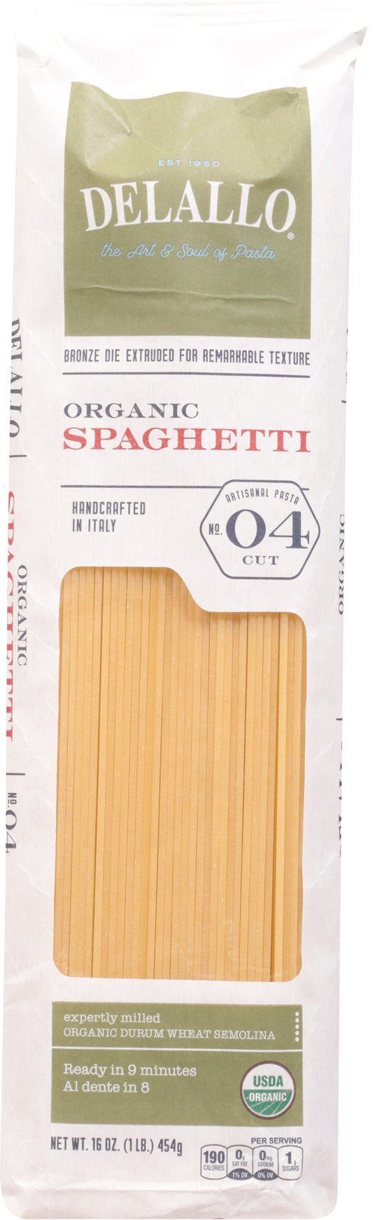 Delallo Pasta Semolina Spaghetti Organic 16 oz (Pack of 16)