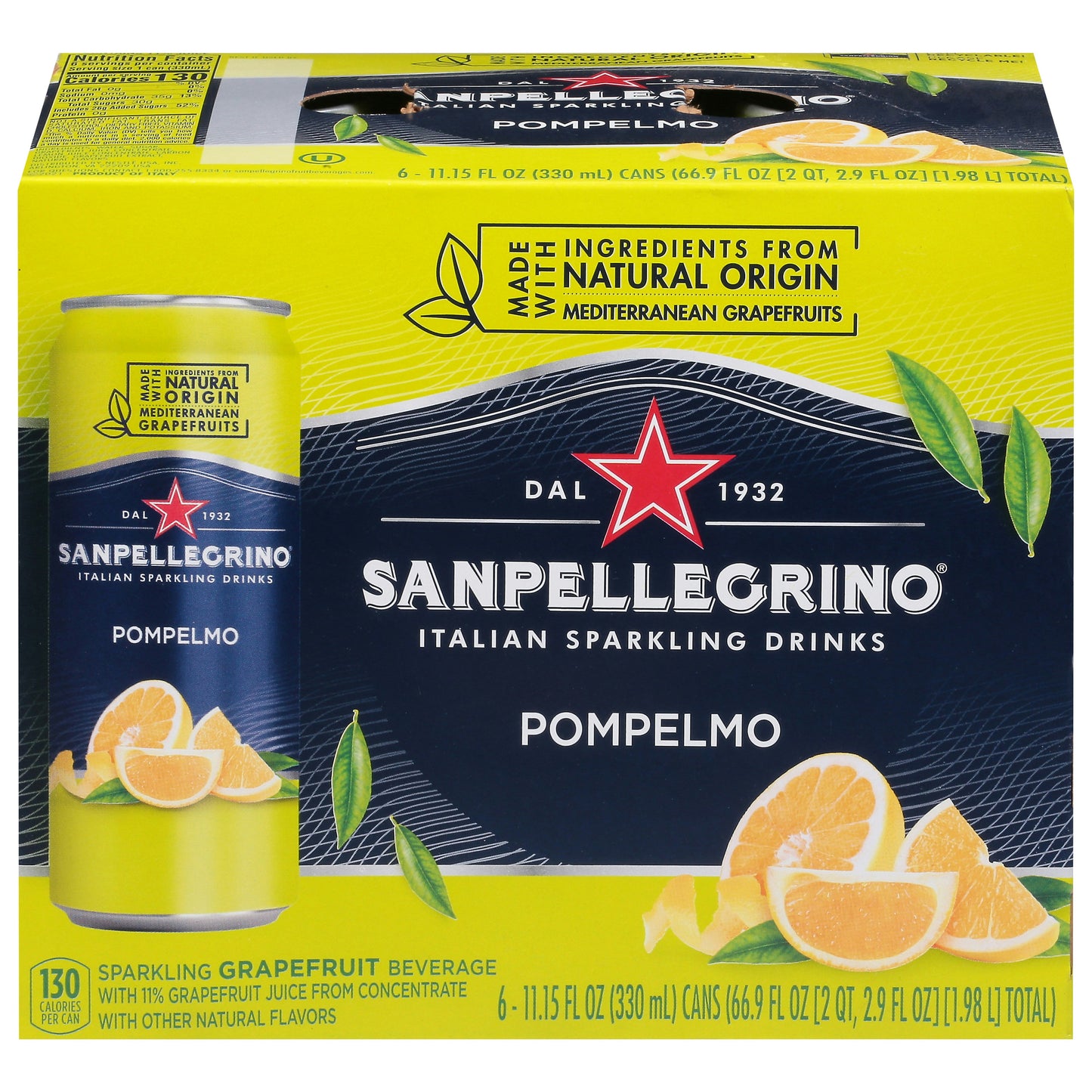 San Pellegrino Beverage Sparkling Pompelmo 66.9 FO (Pack of 4)