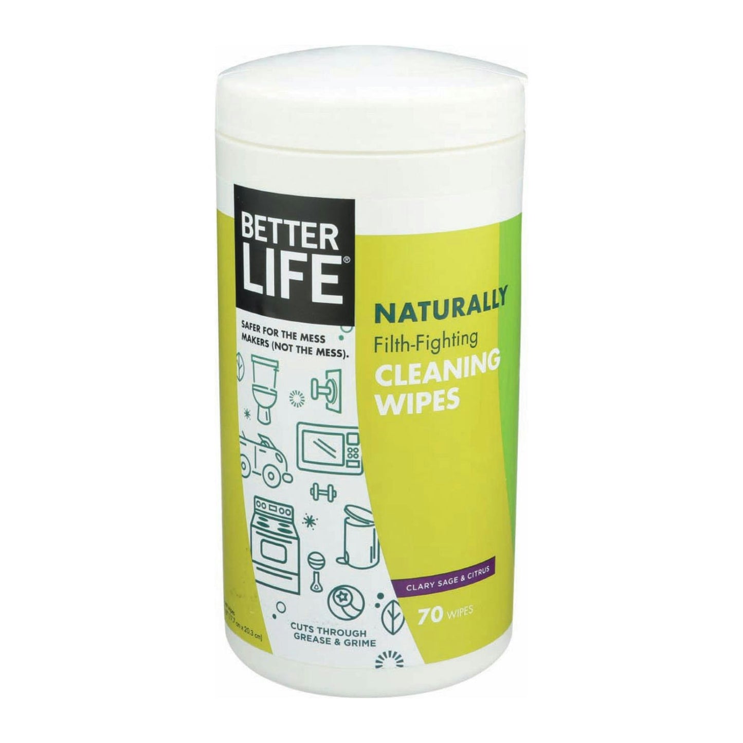 Better Life Cleaning Wipes - Naturally Filth - Fighting 70 Count (Pack of 6)