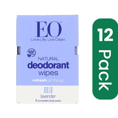 EO Products - Deodorant Wipes - Lavender - 6 count (Pack of 3)