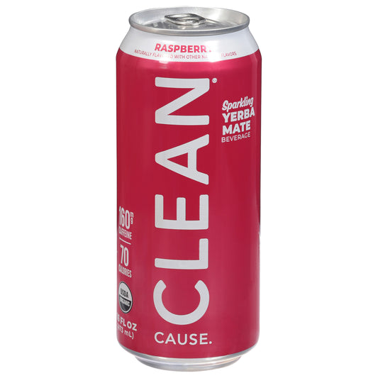 Clean Cause Tea Yerba Mate Sparkling Raspberry 16 FO (Pack of 12)