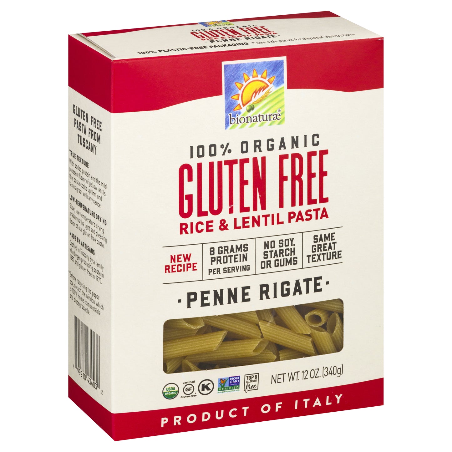 Bionaturae Pasta Gluten Free Penne Rigate Organic 12 oz (Pack Of 12)