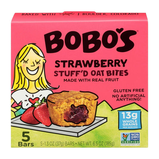 Bobos Oat Bars Bites Stuffed Strawberry 5pc Gluten Free - 6.5 oz (Pack of 6)