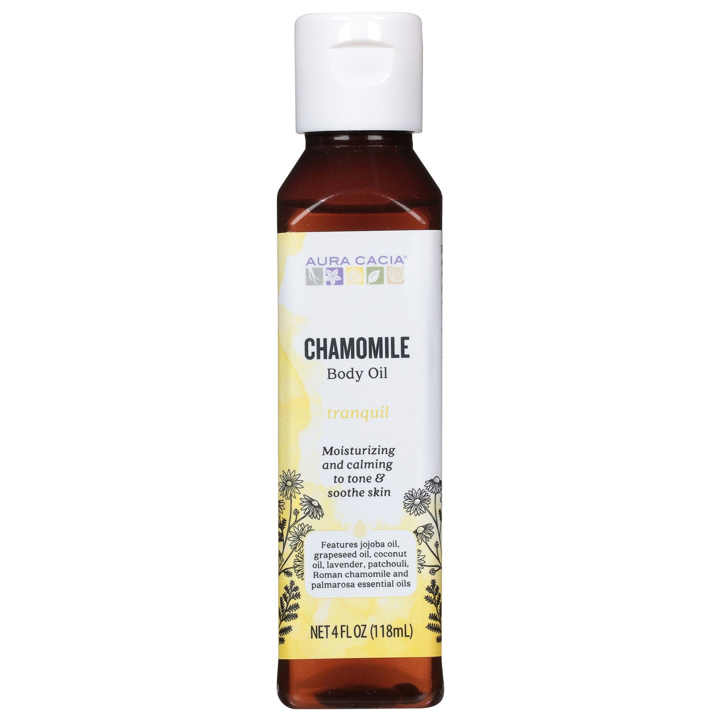 Aura Cacia Body Oil Tranquil Chamomile 4 oz (Pack of 3)