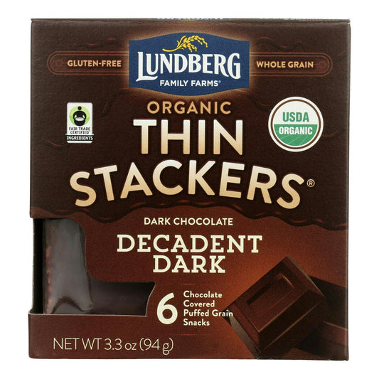 Lundberg Rice Cake Dark Chocolate Thin Organic 3.3 Oz (Pack of 6)