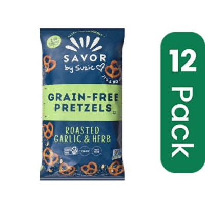 Savor By Suzie Pretzels Grain Free Garlic Herb 5 oz (Pack of 12)