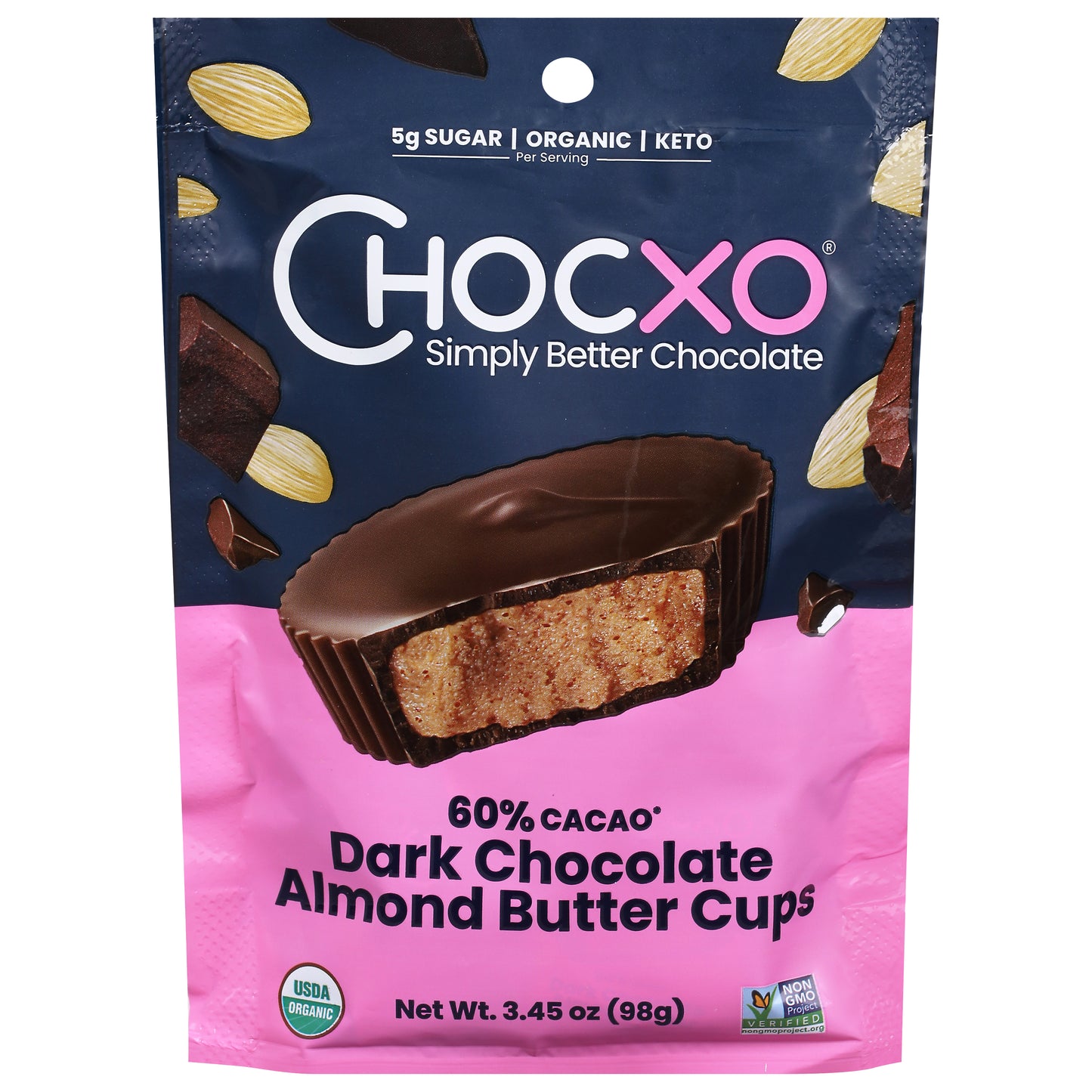 Chocxo Cups Dark Chocolate Almond Butter 3.45 oz (Pack Of 6)