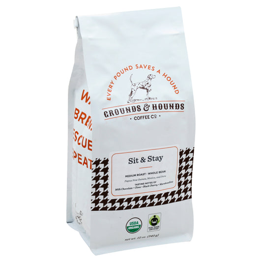 Grounds & Hounds Coffee Coffee Sit Stay Whole bean 12 Oz Pack of 8