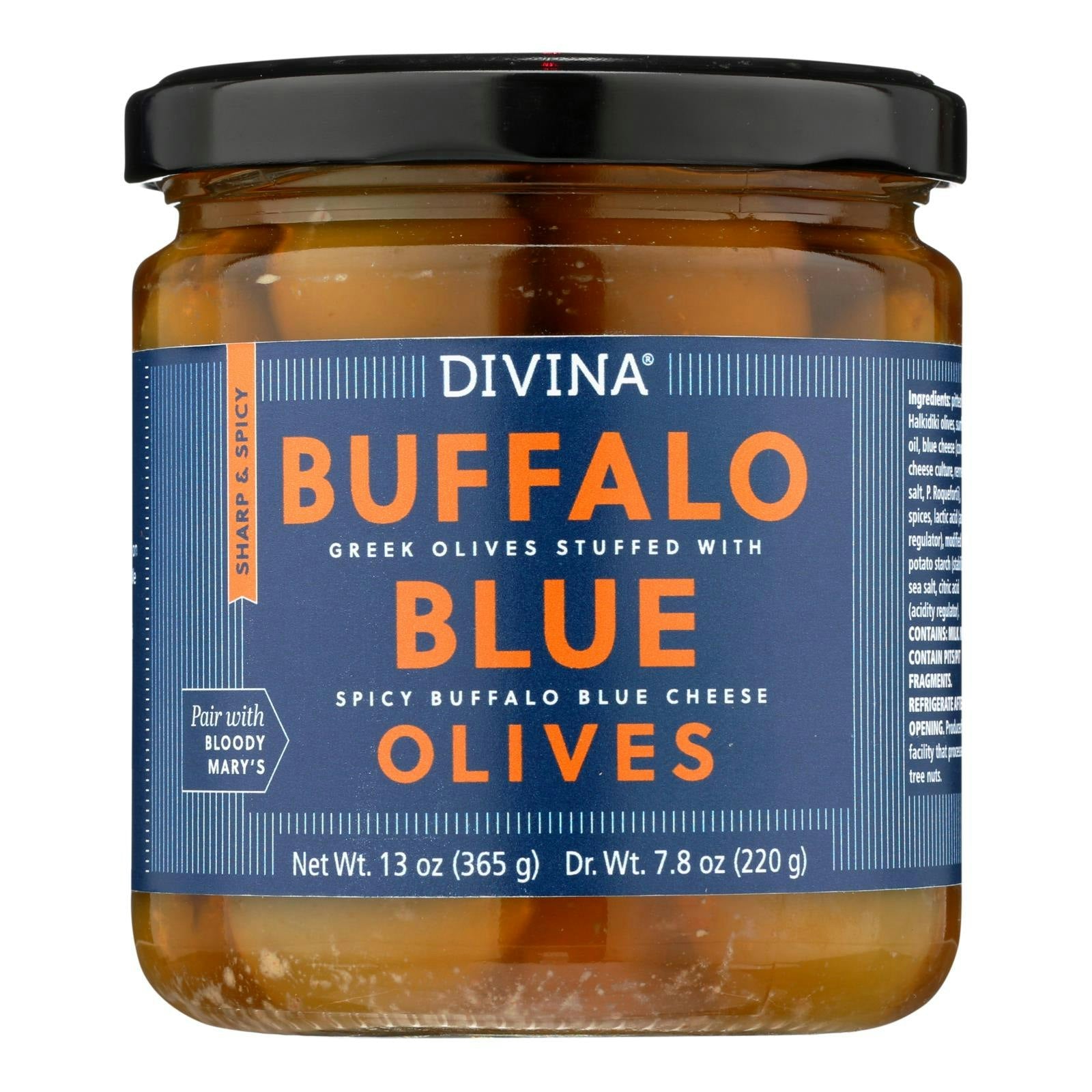 Divina Olives Buffalo Blue Stuffed - 13 oz (Pack of 6)