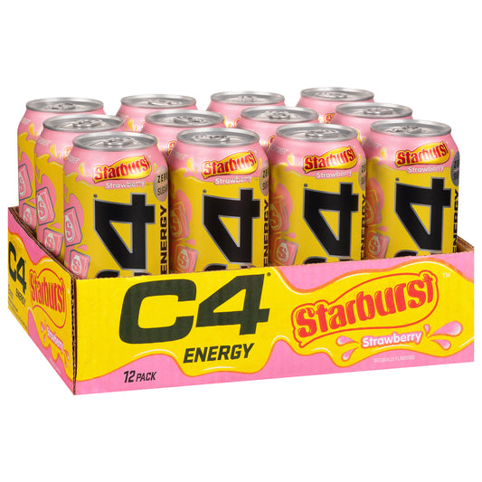 C4 Drink Energy Drink Starburst Strawberry 16 Oz (Pack Of 12)