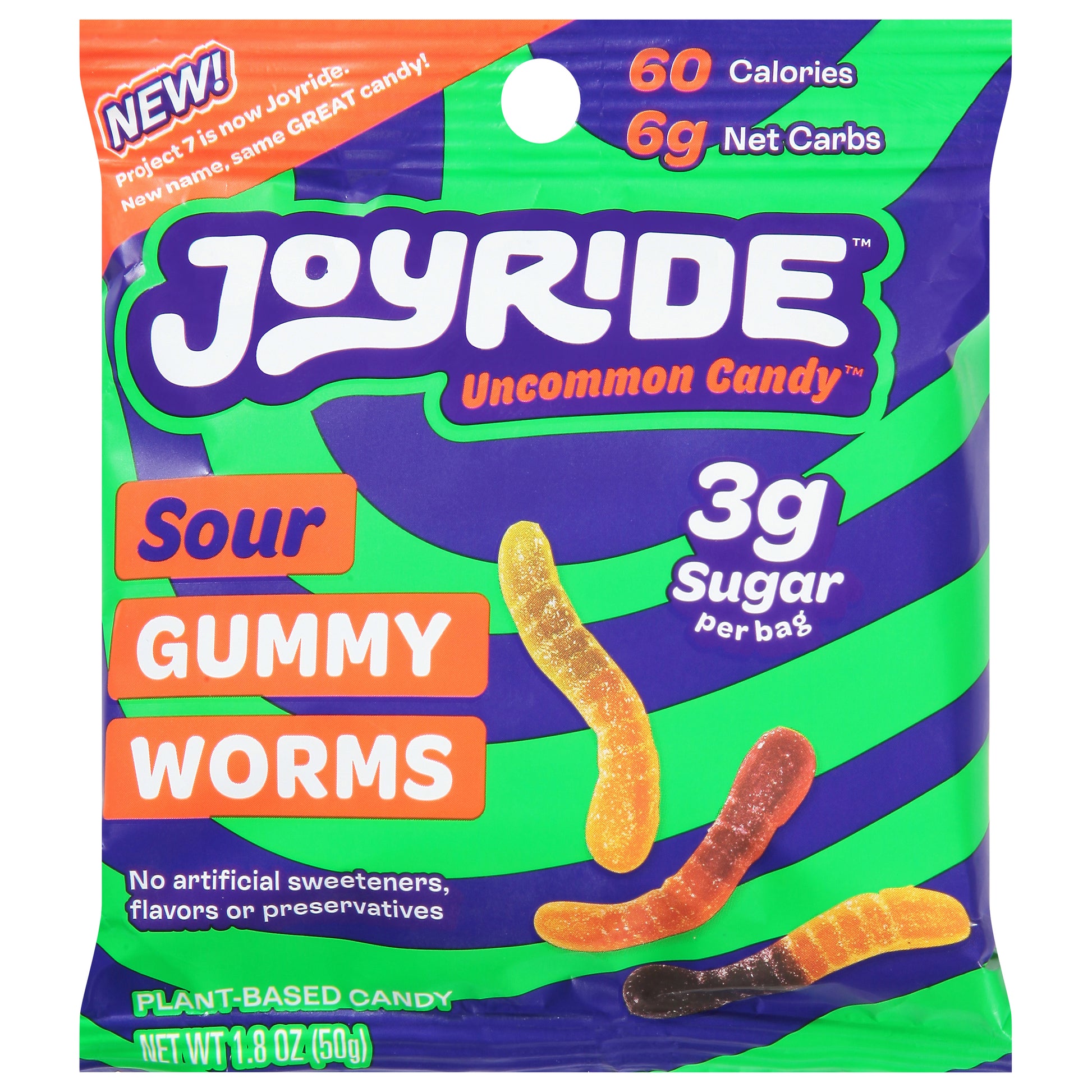 Joyride Worms Gummy Sour Low Sugar 1.8 oz (Pack Of 8)