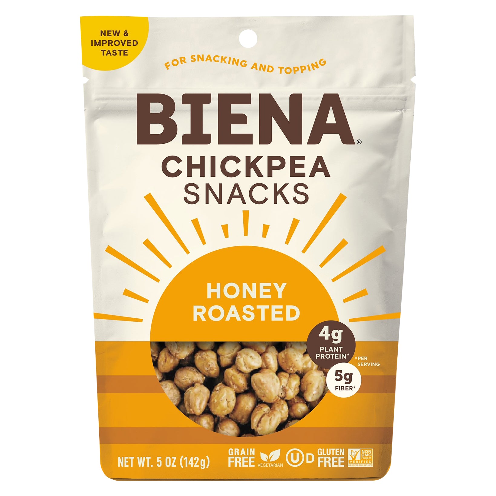 Biena Chickpea Roasted Honey 5 oz (Pack Of 8)