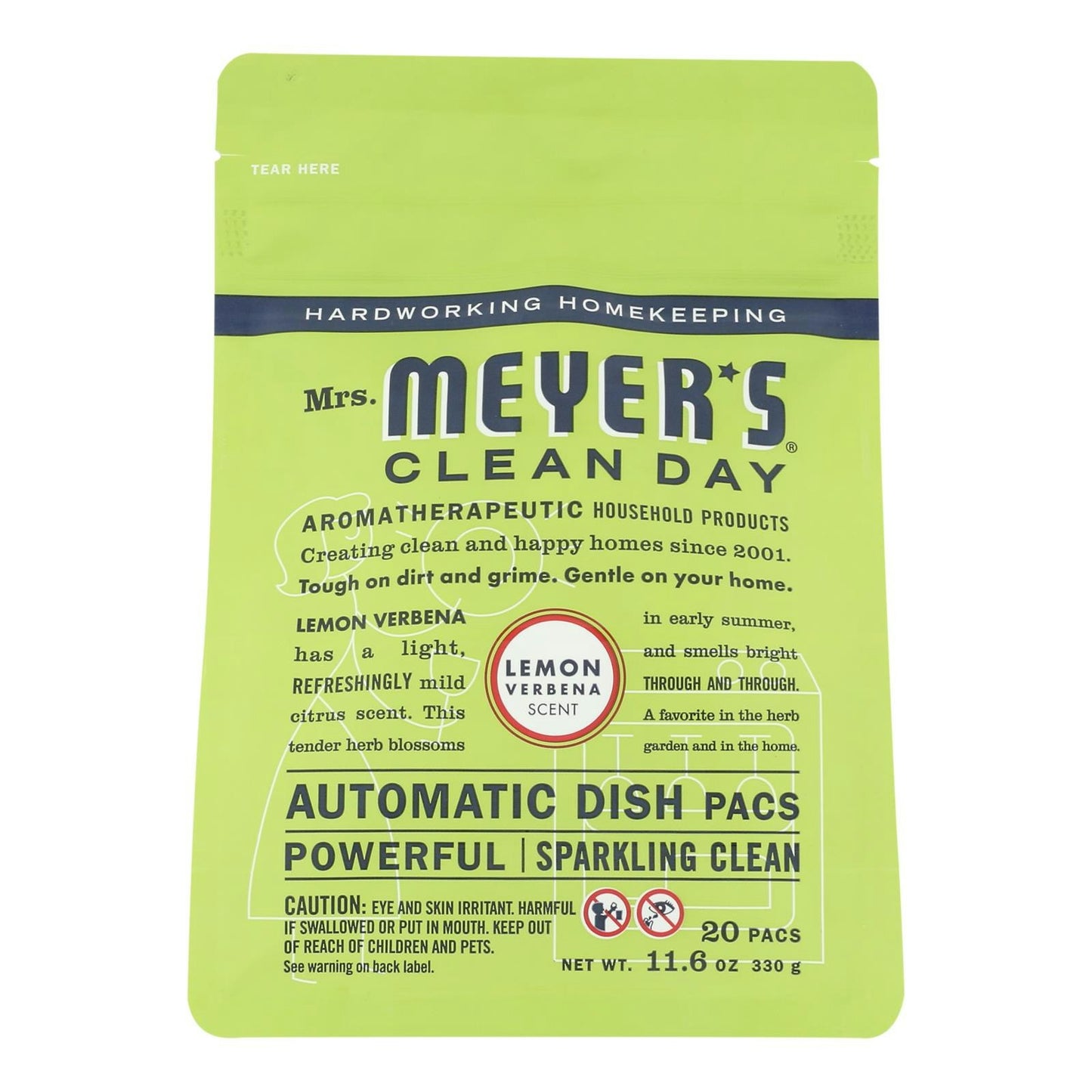 Mrs. Meyer's Clean Day - Automatic Dishwasher Packs - Lemon Verbena 12.7 oz (Pack of 6)