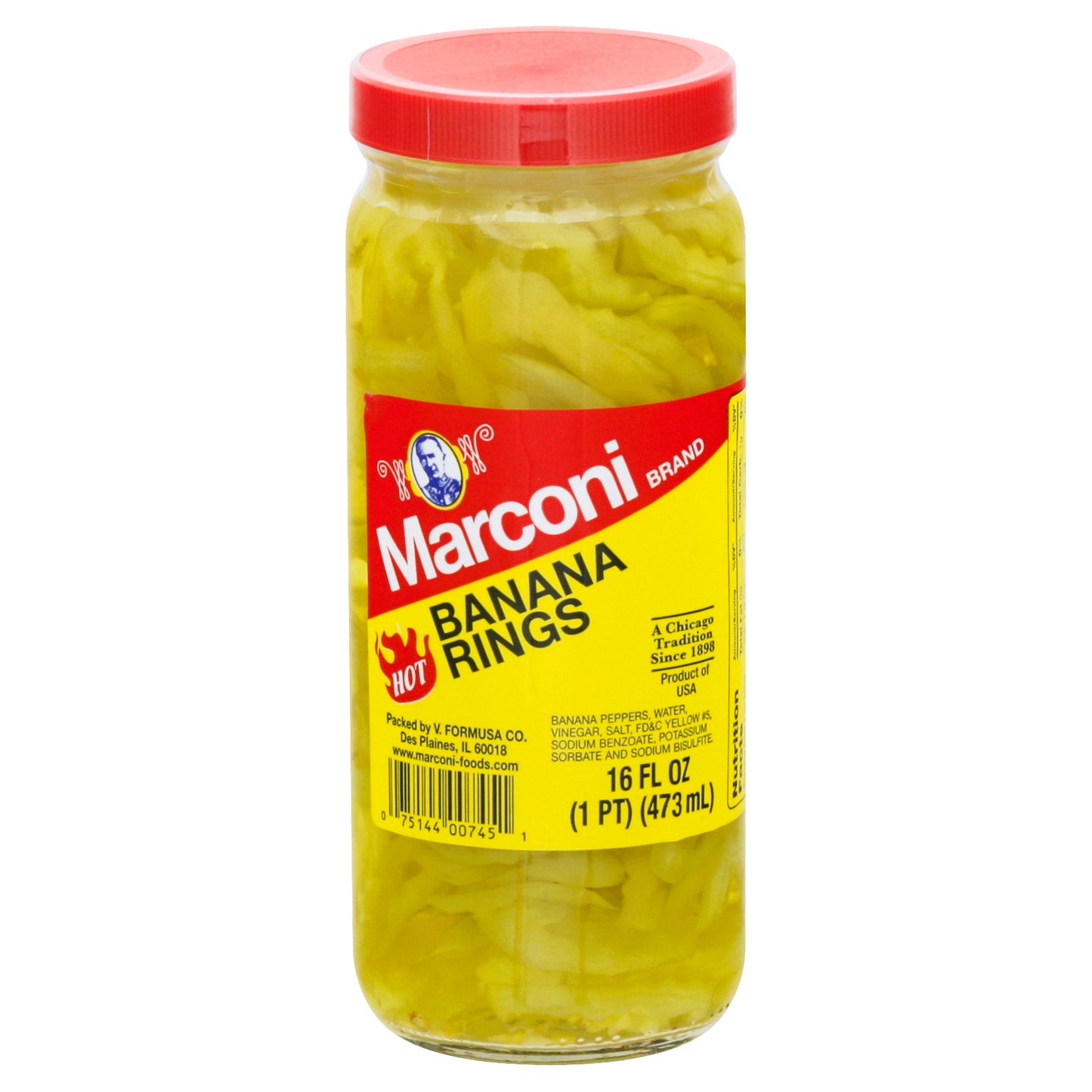 Marconi Pepper Banana Hot Rings 16 Oz (Pack Of 12)