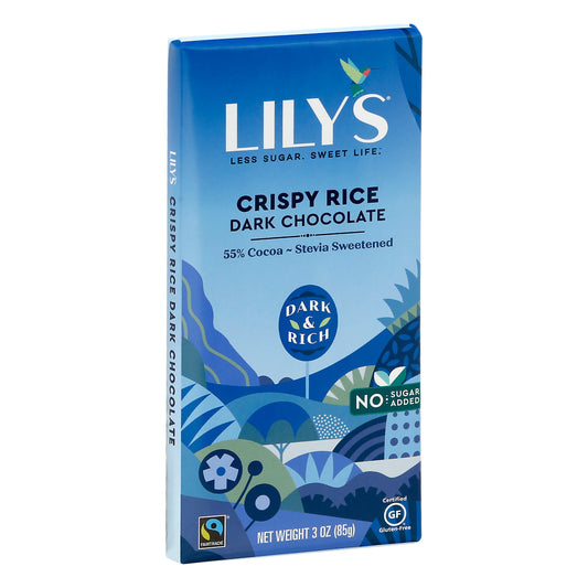 Lilys Sweets Chocolate Bar Dark Crispy Rice 3 oz (Pack Of 12)