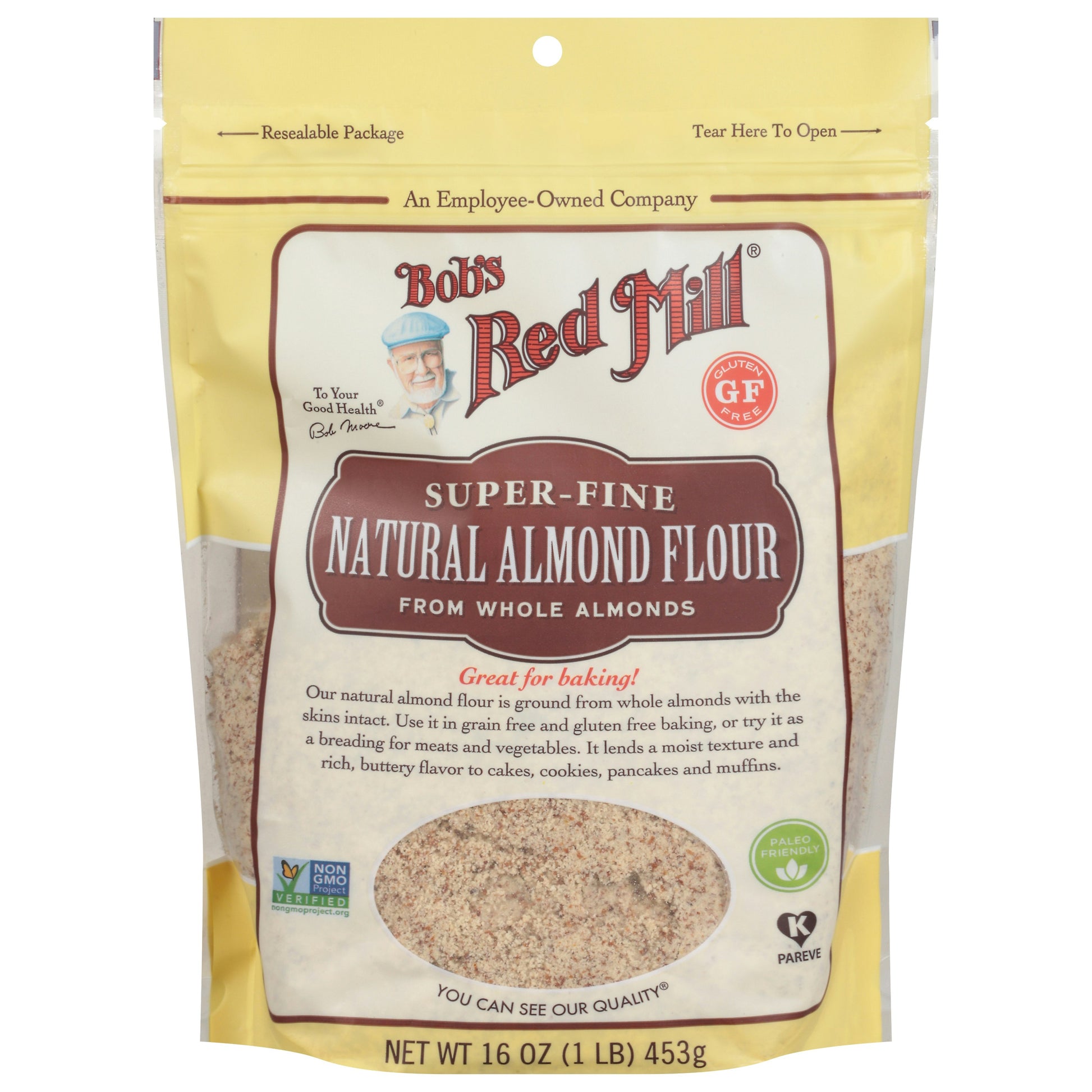 Bobs Red Mill Flour Almond Natural 16 oz (Pack of 4)