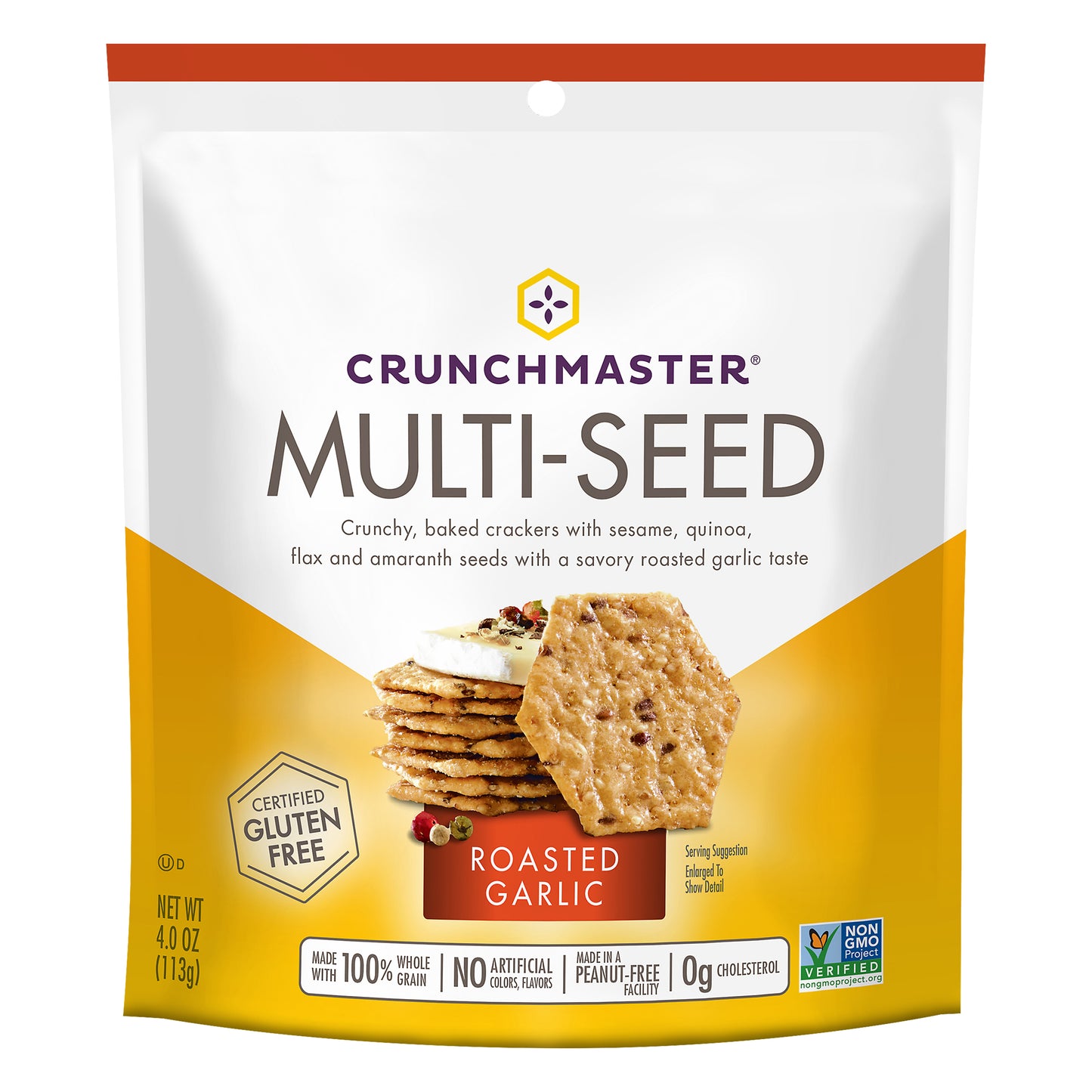 Crunchmaster Cracker Multiseed Roasted Garlic 4 oz (Pack Of 12)