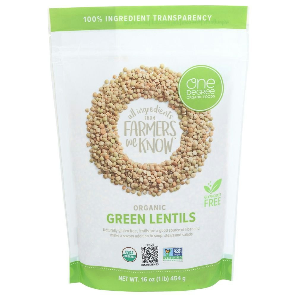 One Degree Lentils Green Organic 16 Oz (Pack of 6)