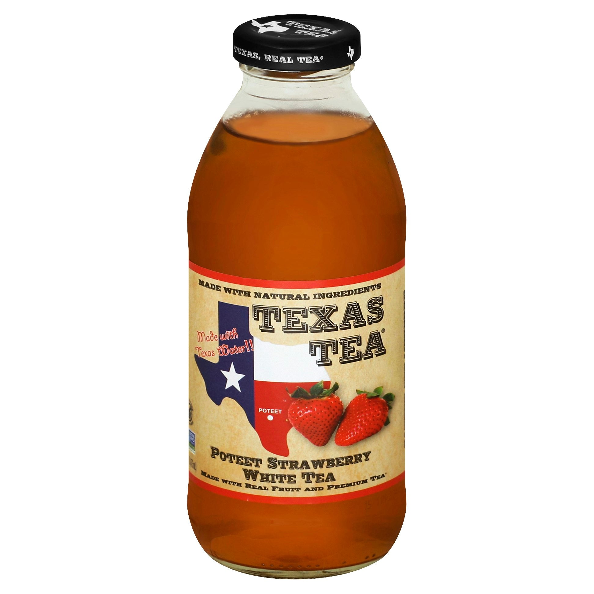 Texas Tea Poteet Strawberry White Tea 16 Fo Pack of 12