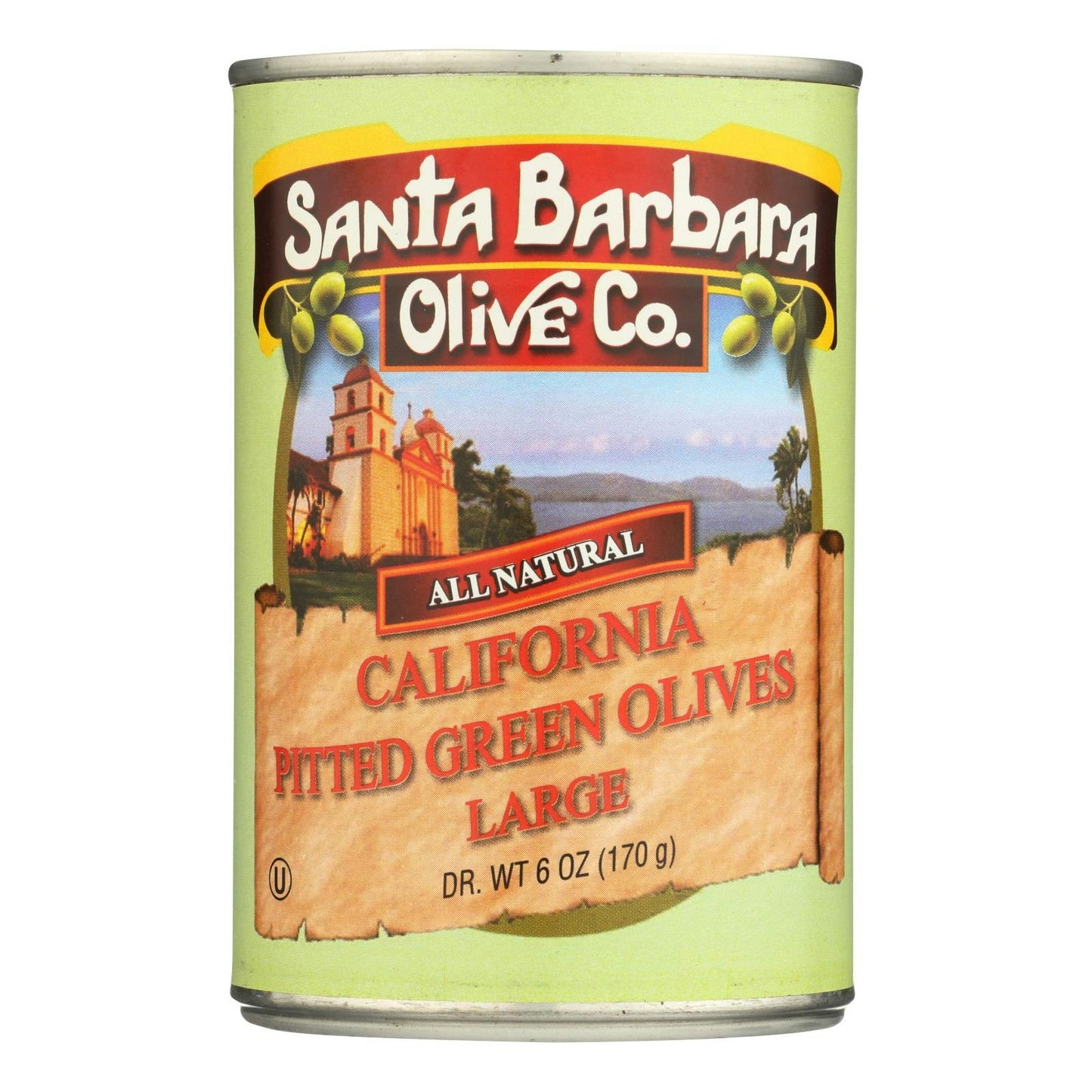 Santa Barbara California Green Olives - Pitted 6 oz (Pack of 12)