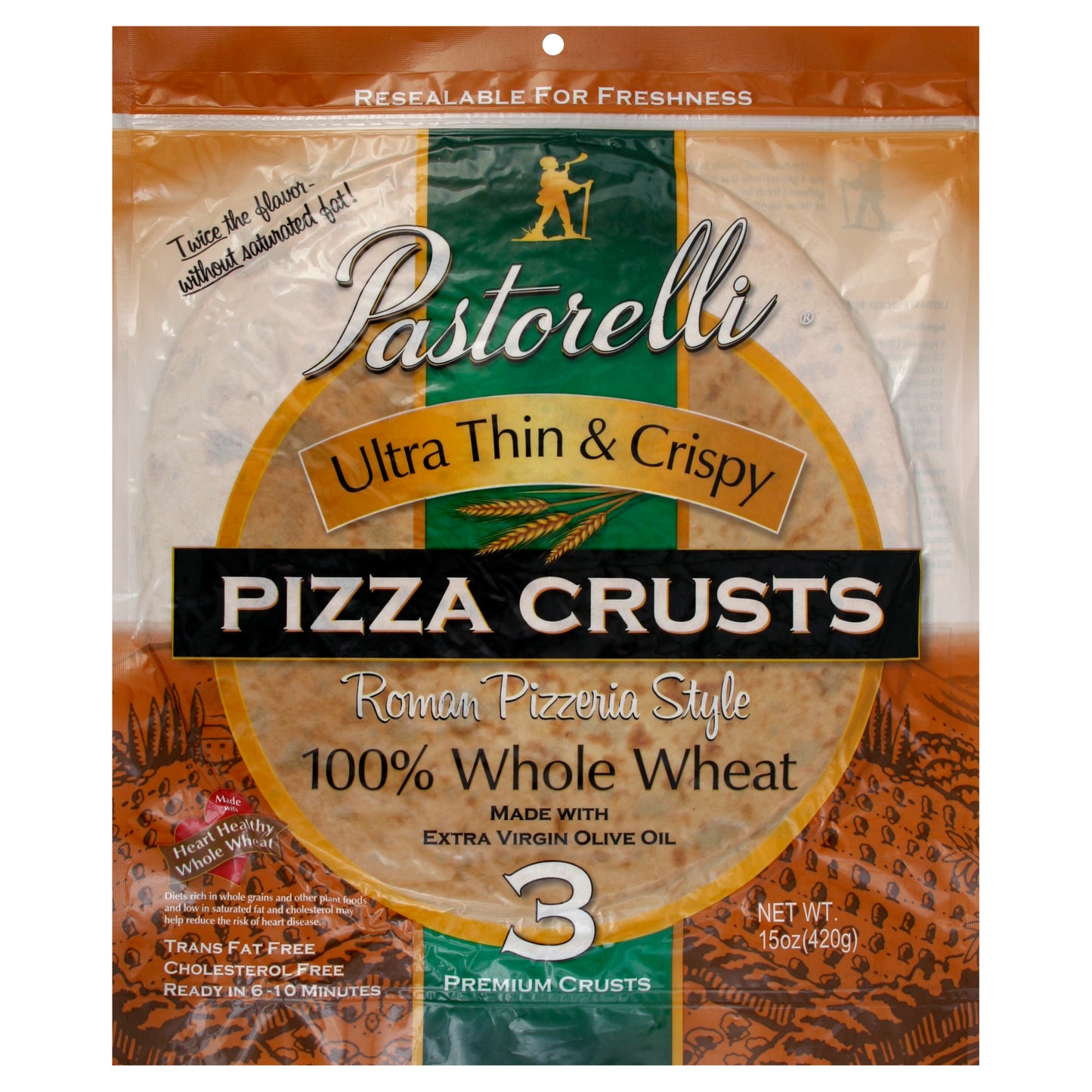 Pastorelli Crust Pizza Thin Whole Wheat 15 oz (Pack Of 10)