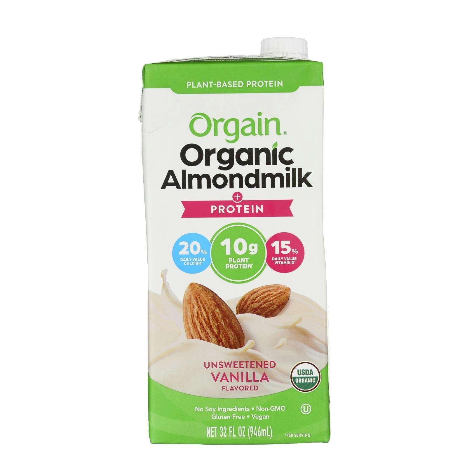 Orgain Milk Almnd Organic Gluten Free Unswt Vn - 32 oz (Pack of 6)