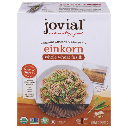 Jovial Pasta Einkorn Whole wheat Fusile Organic 12 Oz Pack of 12