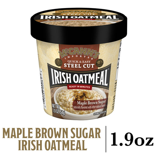 McCanns Oatmeal Irish Steel Cut Maple Brown Sugar - 1.9 Oz (Pack of 12)