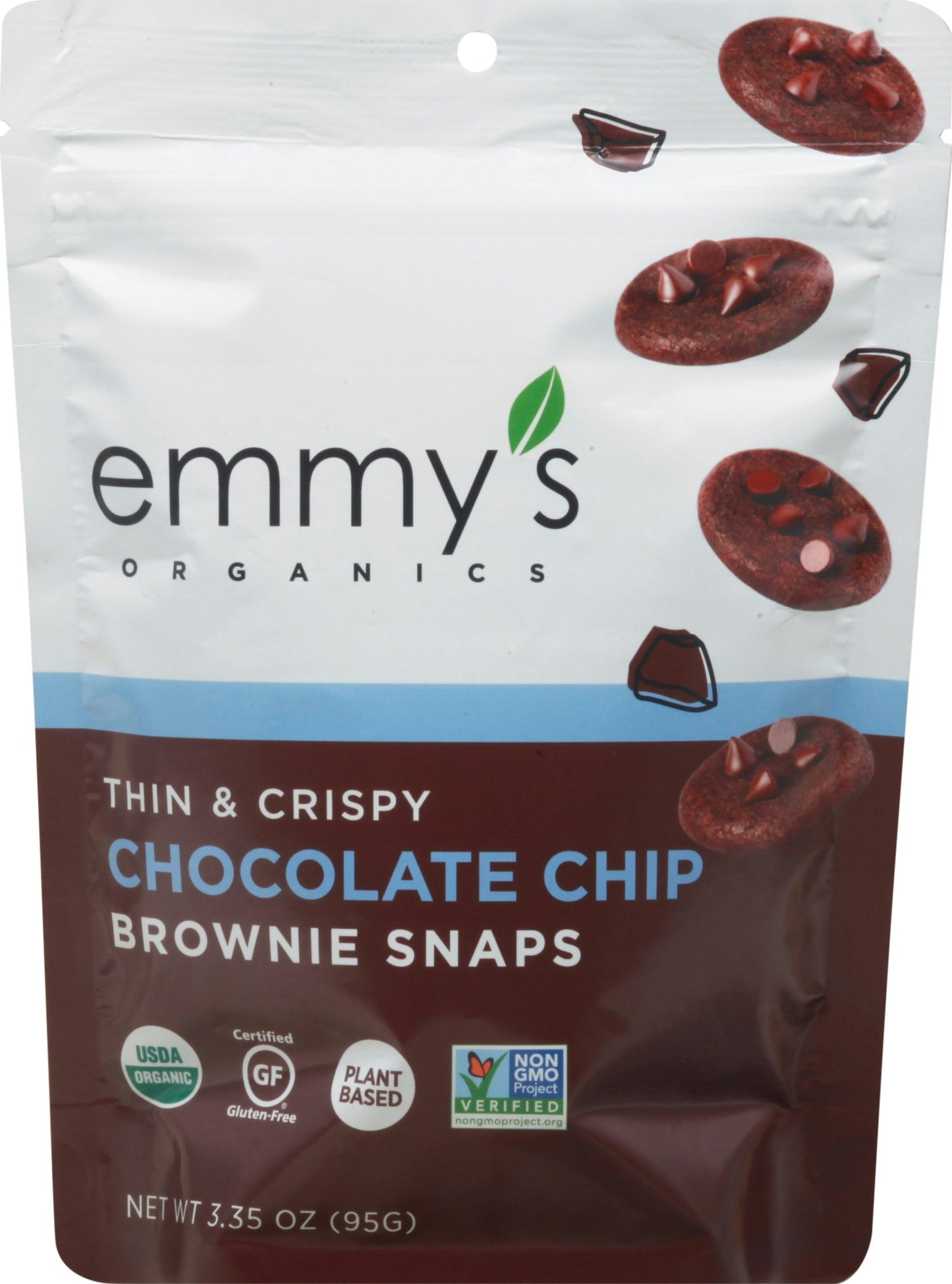 Emmysorg Brownie Snap Chocolate Chip Organic 3.35 Oz Pack of 8