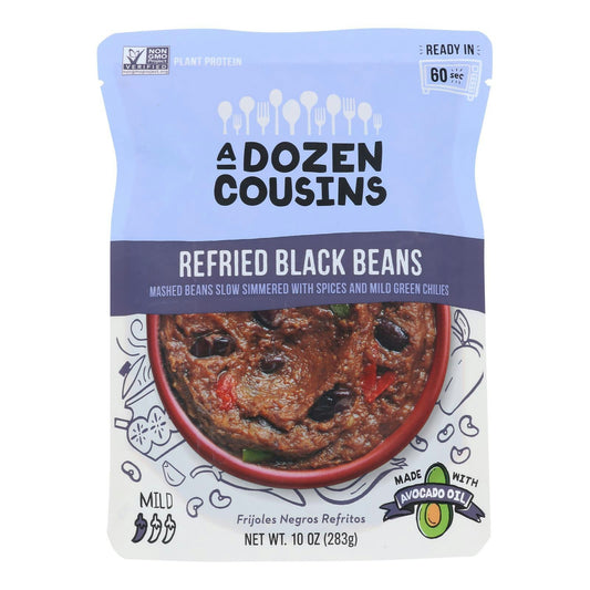 A Dozen Cousins - Black Beans Refried 10 oz (Pack of 6)