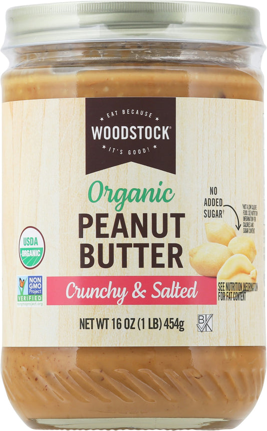 Woodstock Peanut Butter Crunchy & Salted Organic 16 Oz Pack of 6