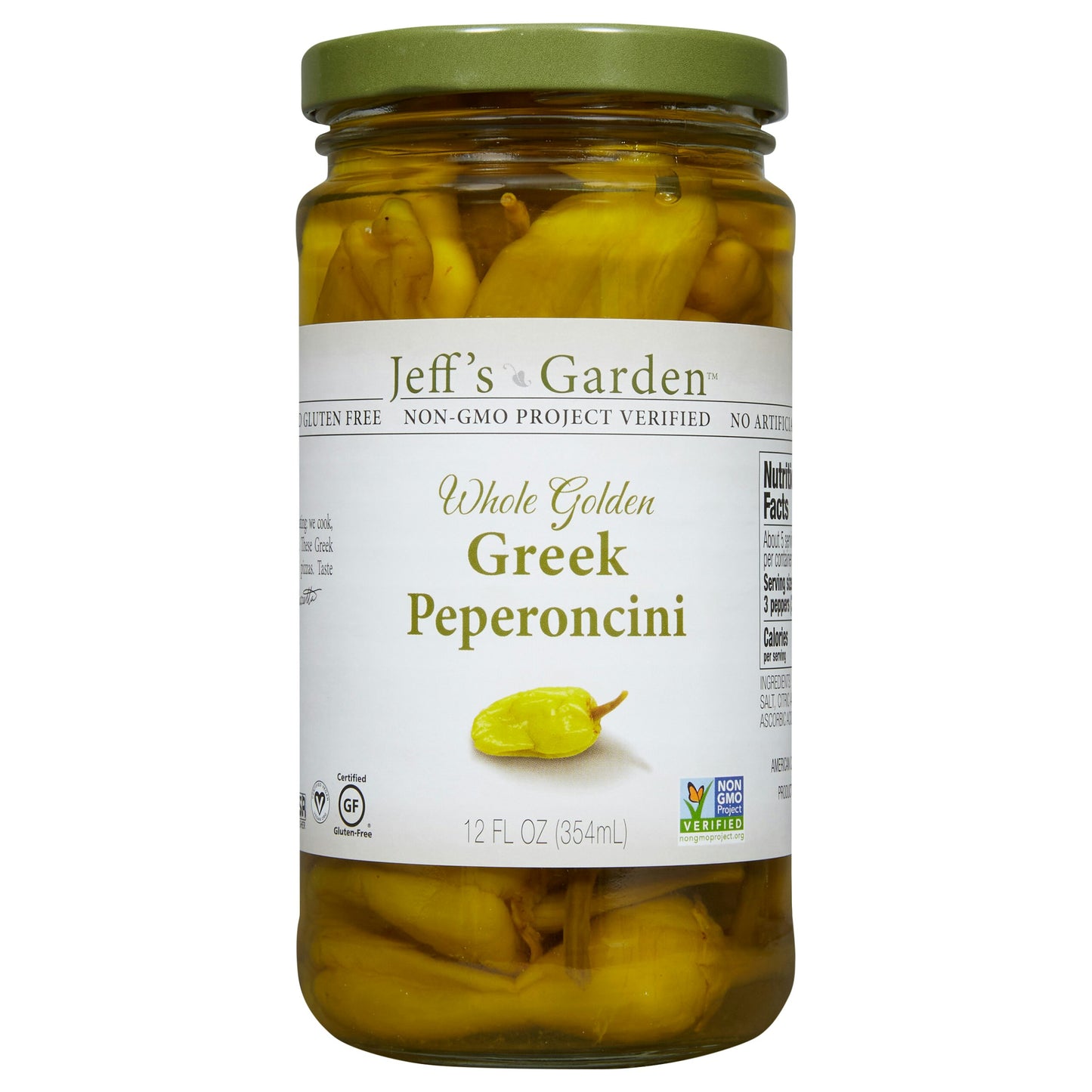 Jeffs Garden Pepper Whole Greek Peperoncini 12 Oz Pack of 6