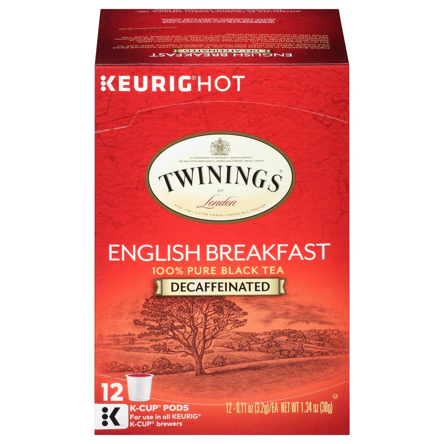 Twinings of London Black Tea K Cup Pods English Breakfast Tea Decaffeinated 12 Pc Pack of 6