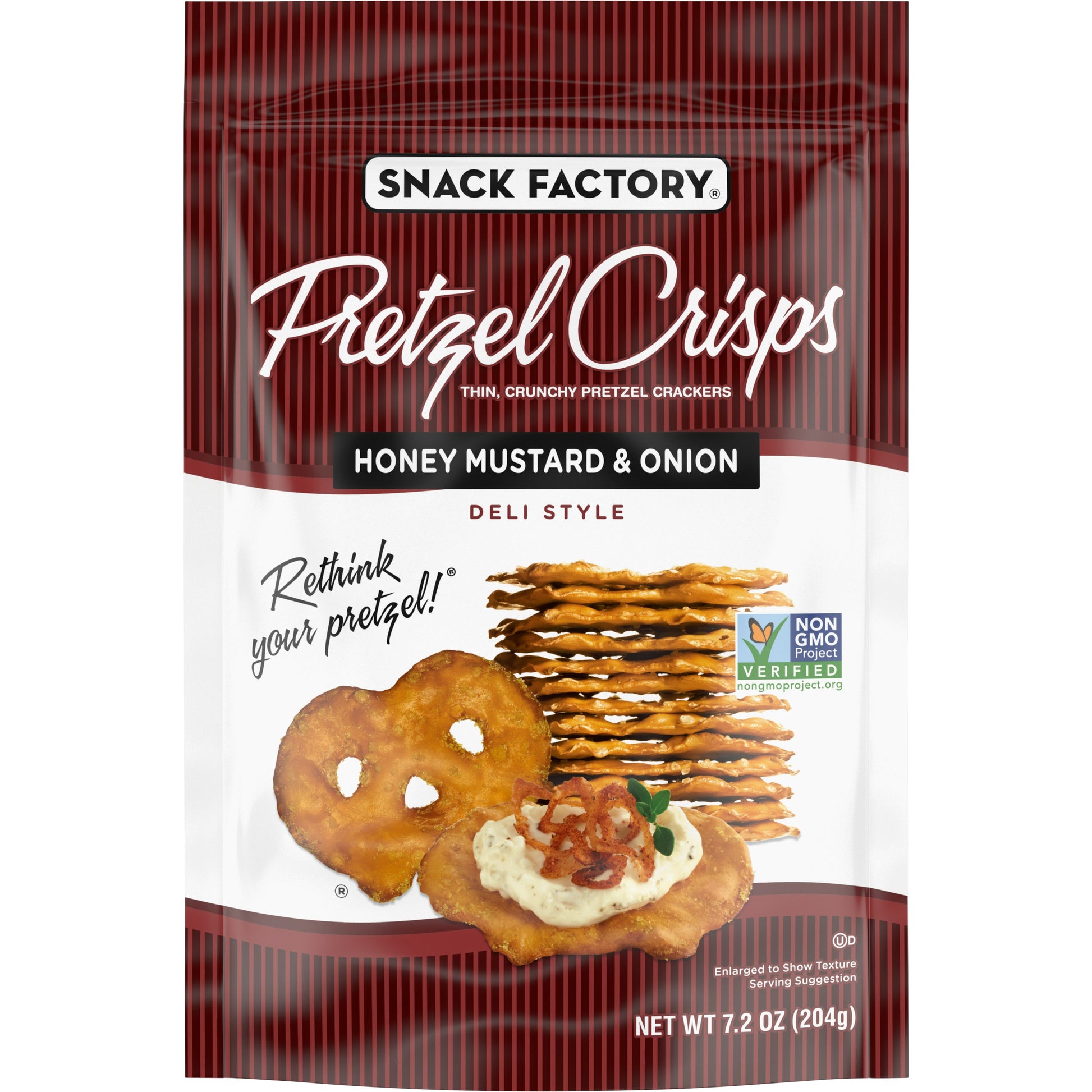 Snack Factory Pretzel Crisp Honey Mustard & Onion 7.2 oz (Pack of 12)