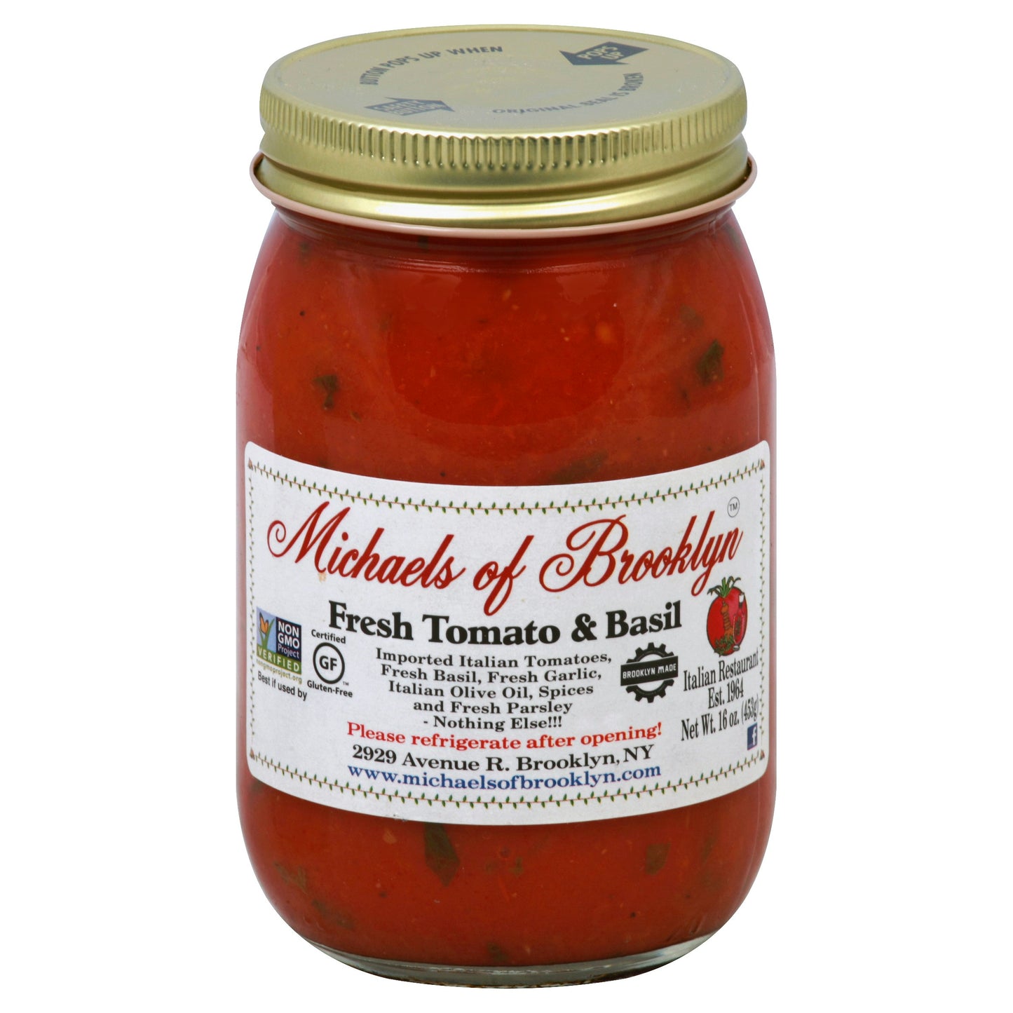 Michaels Of Brooklyn Sauce Pasta Tomato Basil 16 oz (Pack of 6)