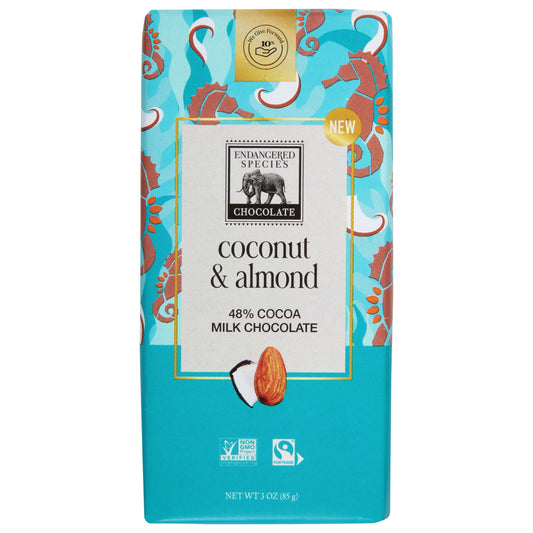 Endangered Species Bar Chocolate Coconut Almond 3 Oz (Pack Of 12)