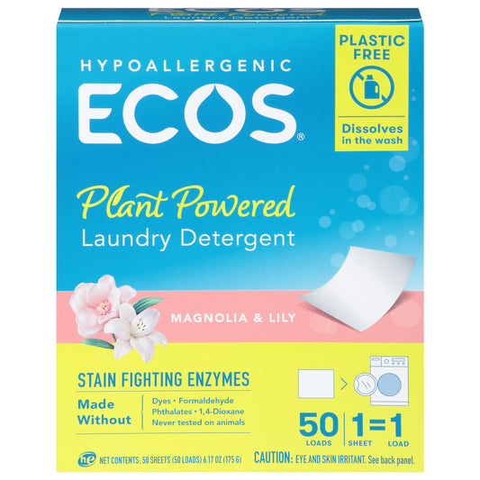 Ecos Laundry Liquid less Sheet Magnolia Lily 50 Ea (Pack of 10)