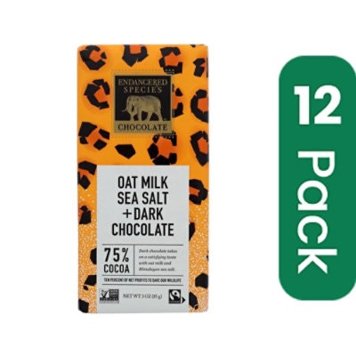 Endangered Species Chocolate - Dark Chocolate Himalayan Salt Oat Milk 3 oz (Pack of 12)