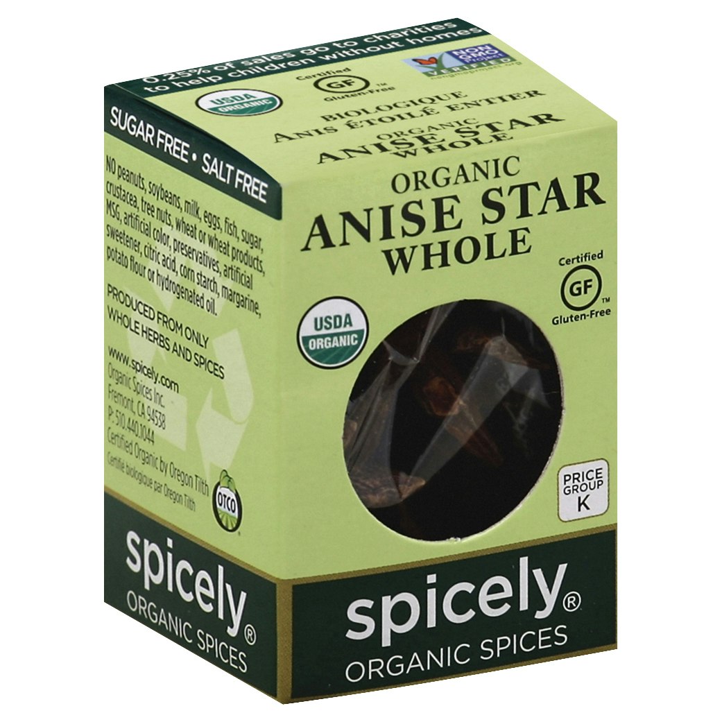 Spicely Organics Spice Anise Star Box 0.1 Oz Pack of 6