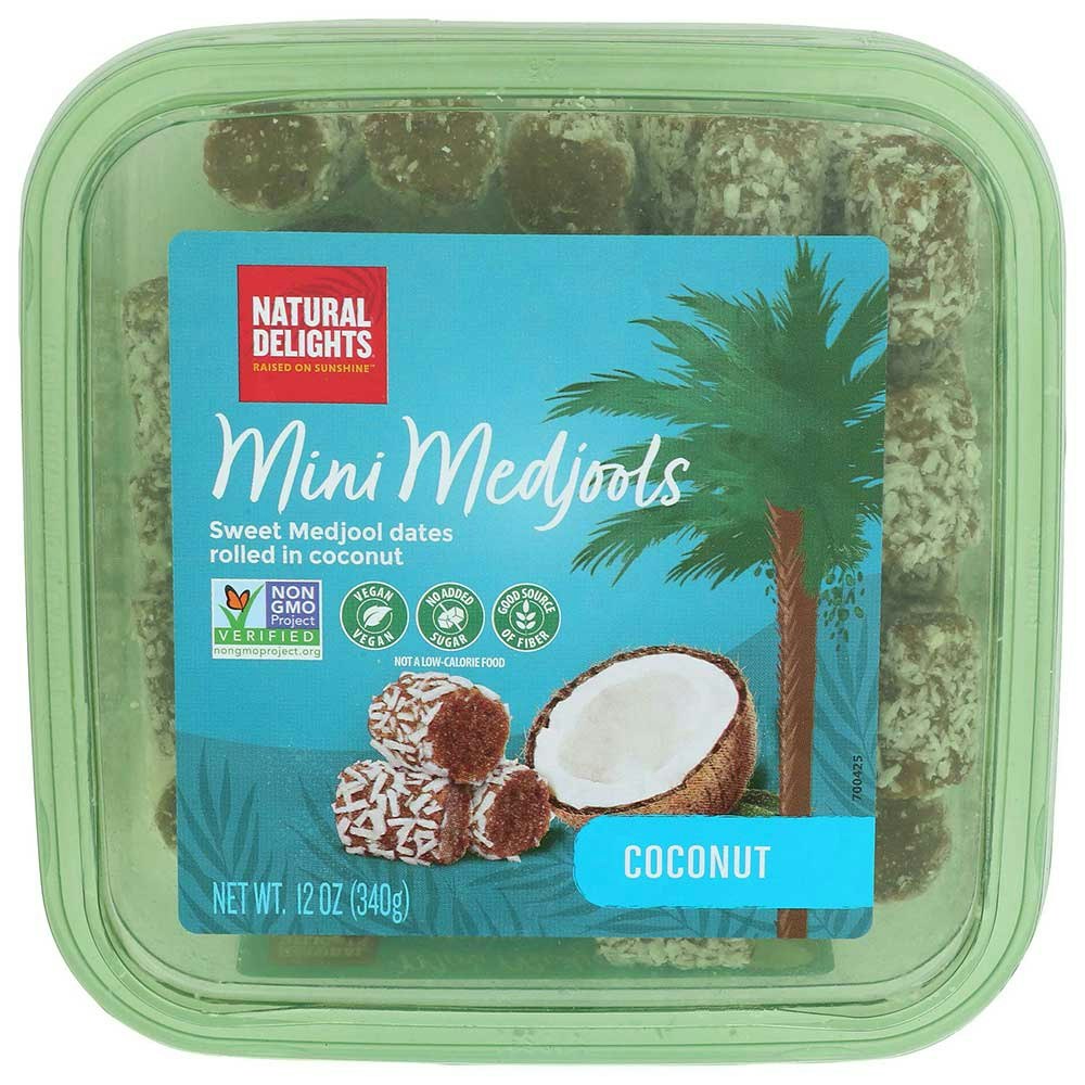 Bard Valley Natural Delights Mini Medjool Dates Rolled in Coconut 12 Oz Pack of 12