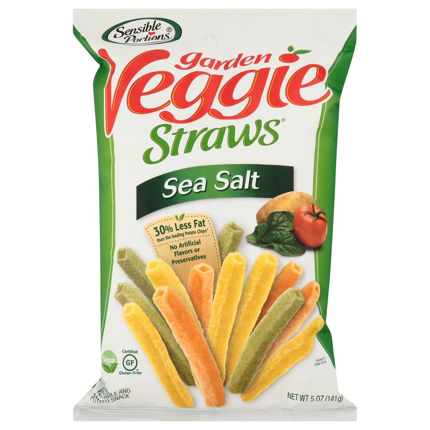 Sensible Portions Straw Veggie Sea Salt 5 oz (Pack of 12)