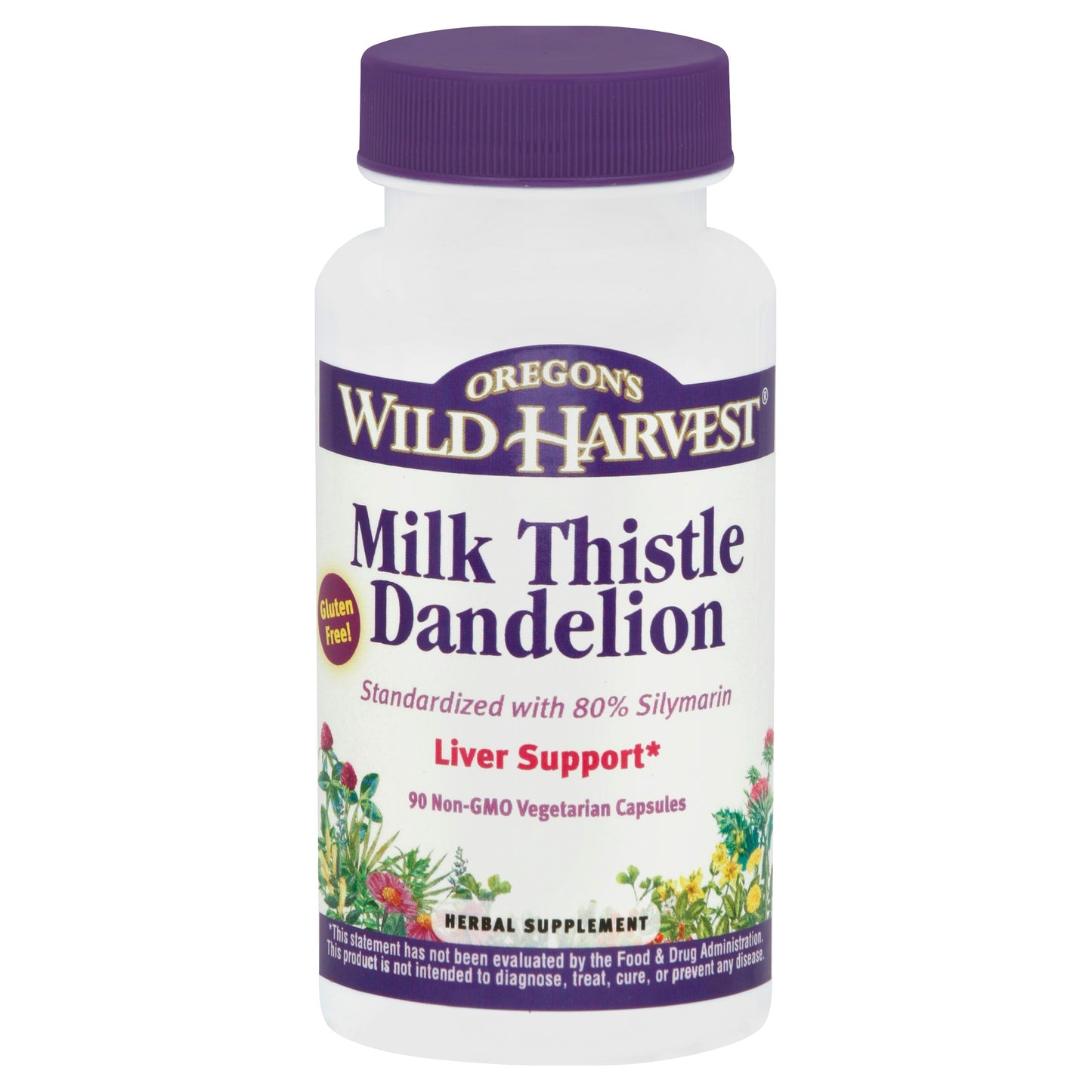 Oregons Wild Harvest Milk Thistle Dandelion 90 Capsules (Pack of 3)