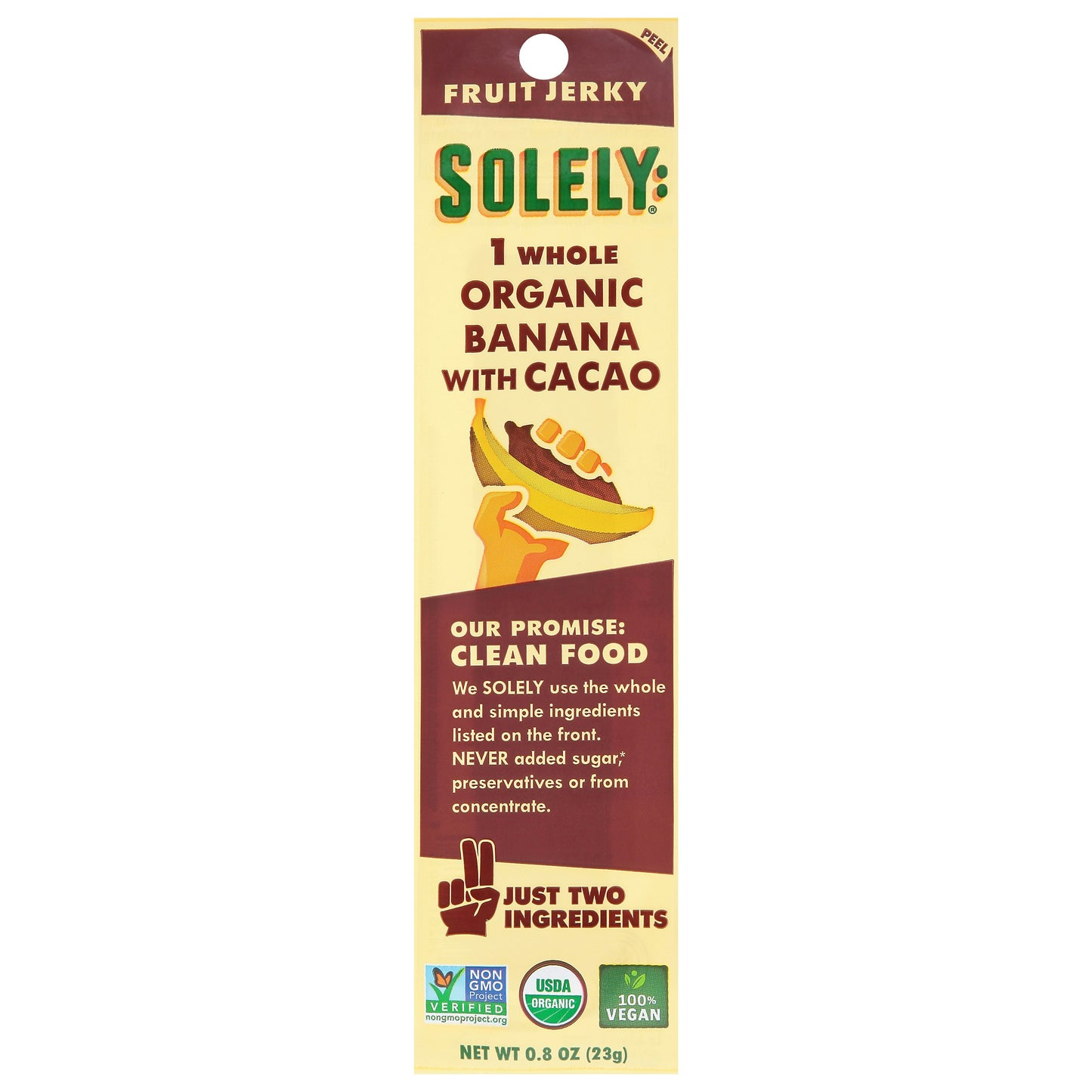 Solely Jerky Banana Cacao Organic 0.8 oz (Pack of 12)