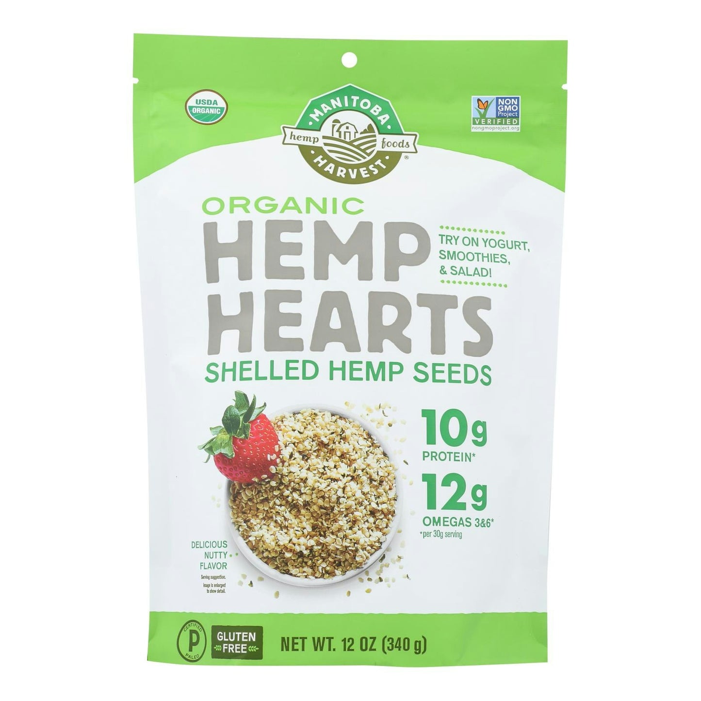 Manitoba Harvest Certified Organic Hemp Hearts Shelled Hemp Seed 12 oz (Pack of 6)