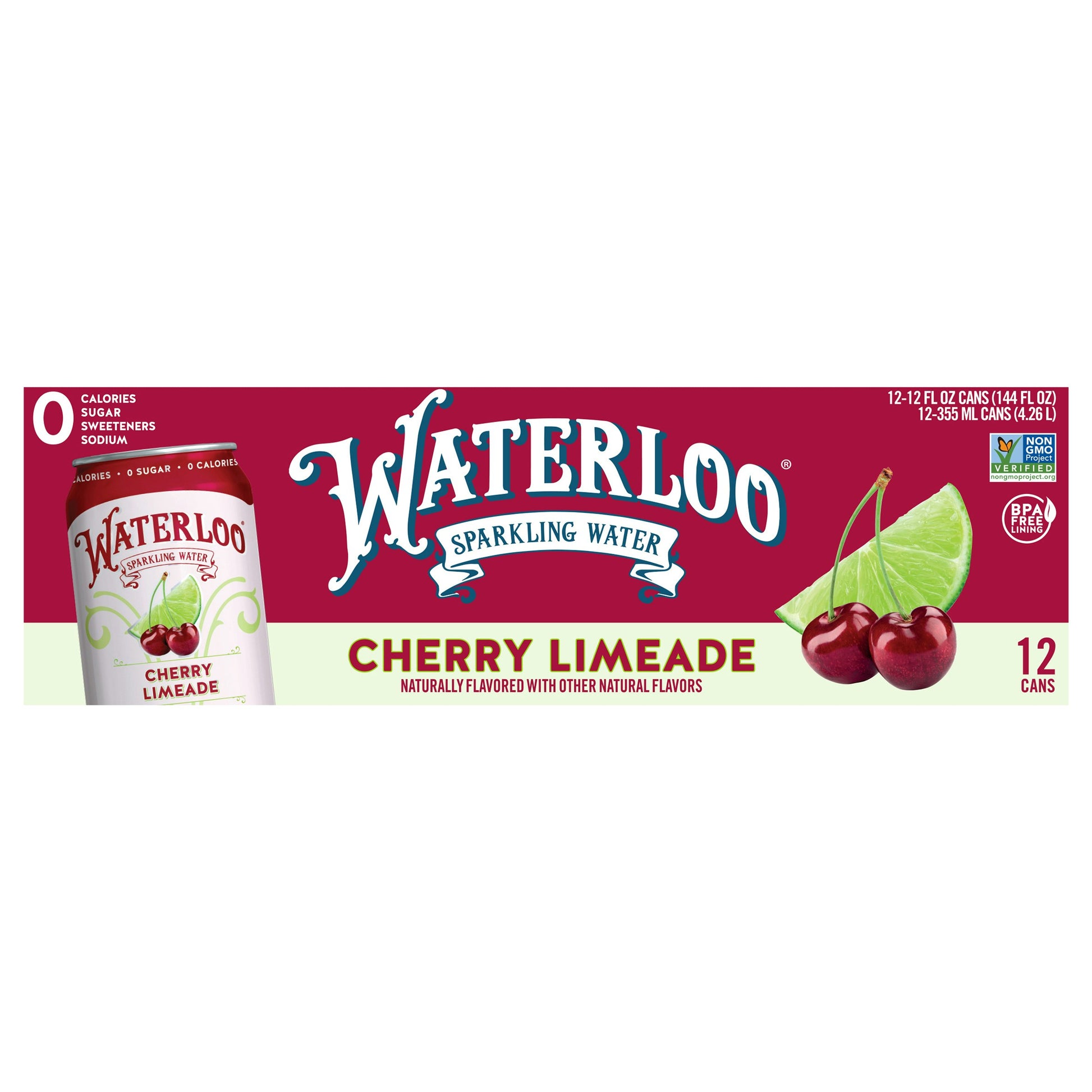 Waterloo Sparkling Water Cherry Limeade 144 FO (Pack of 2)